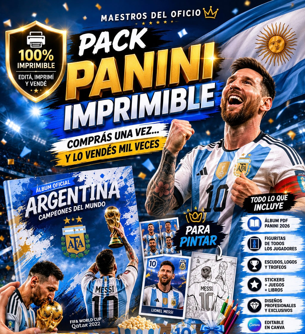 ⚽🔥 PACK PANINI PDF IMPRIMIBLE 2026 + CANDY BAR + ⚽ 🖨️Stickers + juegos + libros para pintar