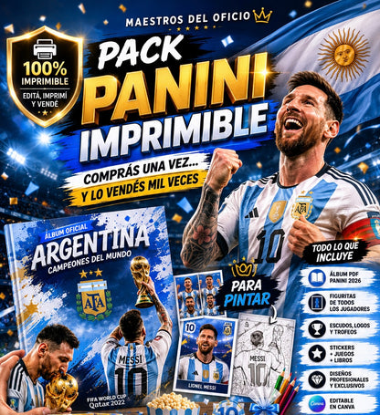 ⚽🔥 PACK PANINI PDF IMPRIMIBLE 2026 + CANDY BAR + ⚽ 🖨️Stickers + juegos + libros para pintar