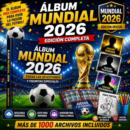 ⚽🔥 PACK PANINI PDF IMPRIMIBLE 2026 + CANDY BAR + ⚽ 🖨️Stickers + juegos + libros para pintar